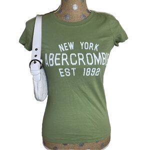 Abercrombie & Fitch Baby Tee Y2K Vintage Spellout Shirt Small Preppy Cabin Spell